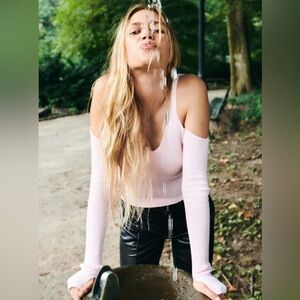 Zara pink off shoulder knitted sweater